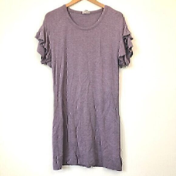 ANN TAYLOR LOFT Outlet Lilac Purple Short Ruffle Sleeve T-Shirt / Shift Dress XS - Picture 1 of 11